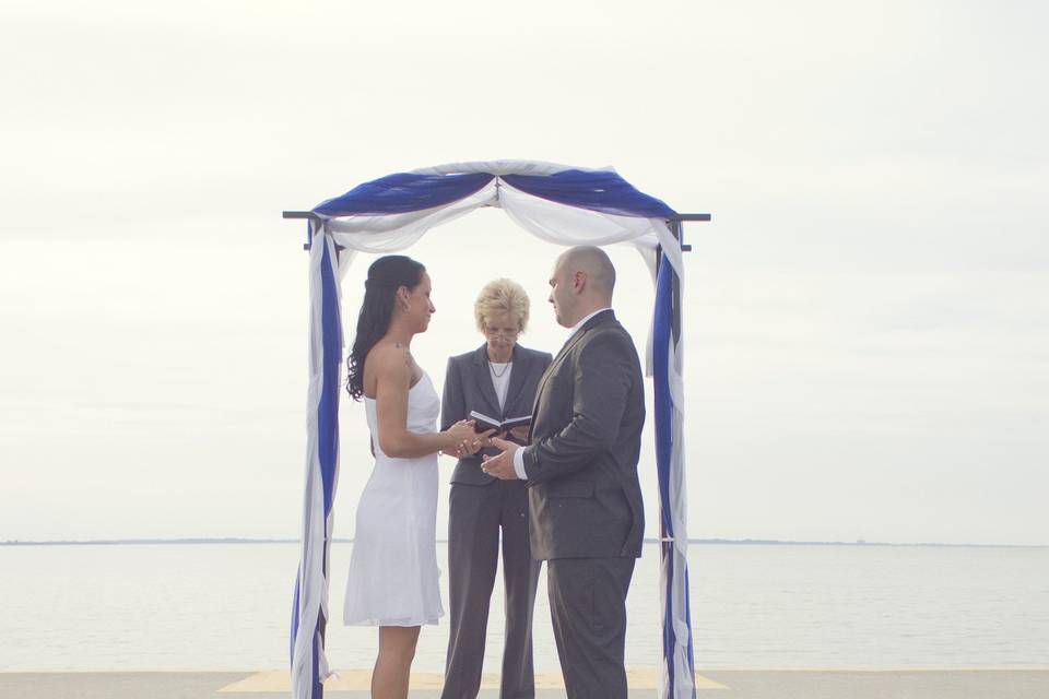 Couple exchanging vows