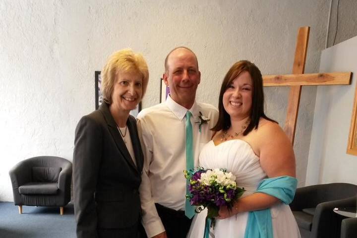 Pastor Deb Helton at a church wedding