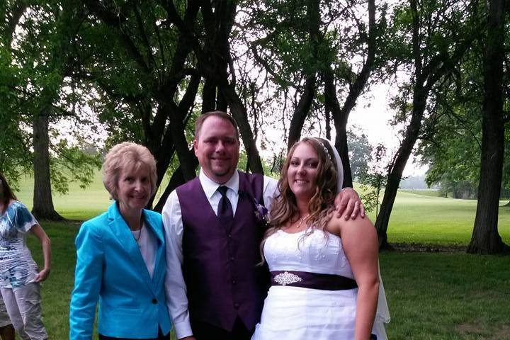 Pastor Deb Helton at a garden wedding