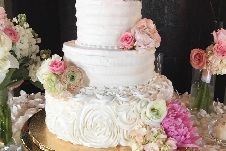 Pink and white cake