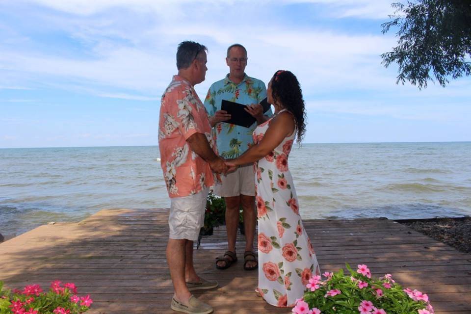 Beach wedding ceremony