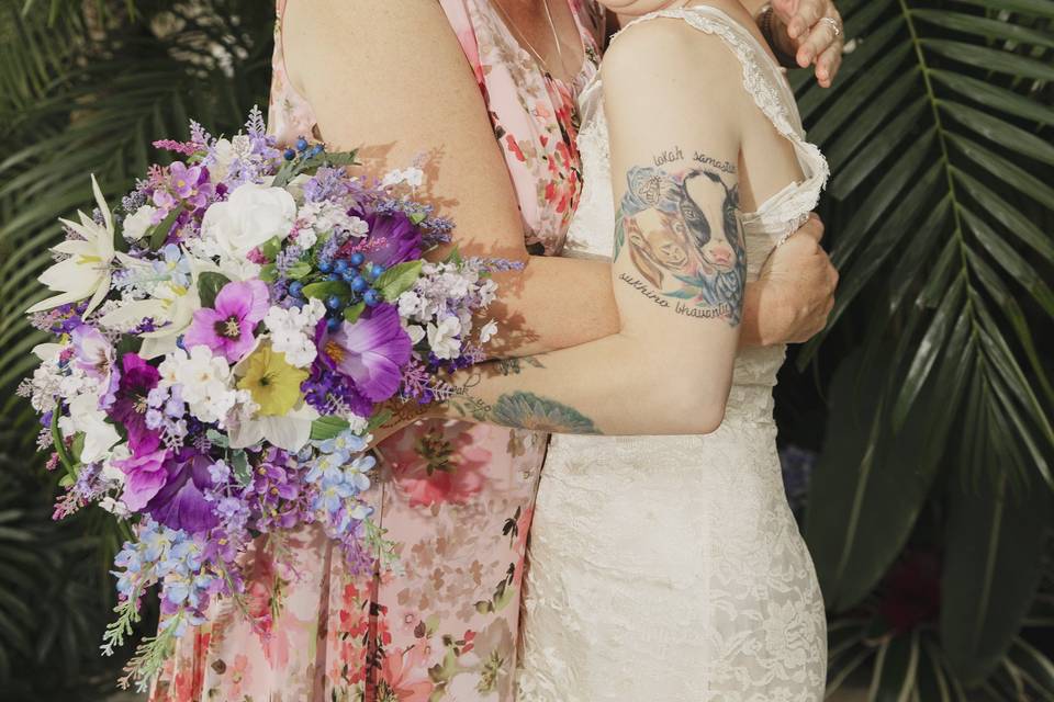 Wedding day hugs