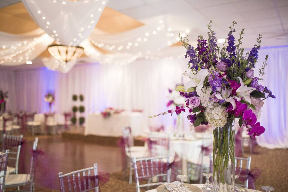 Table setup with centerpiece