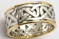 The ultimate lady's heavy, wide, 14ct yellow and white gold open Celtic knot wedding ring.