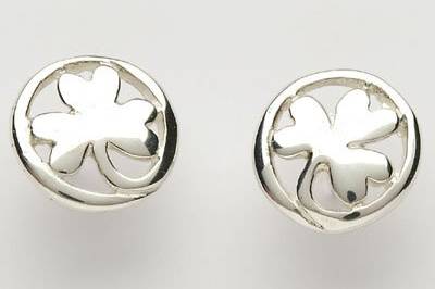 Sterling Silver Contemporary Shamrock Earrings.