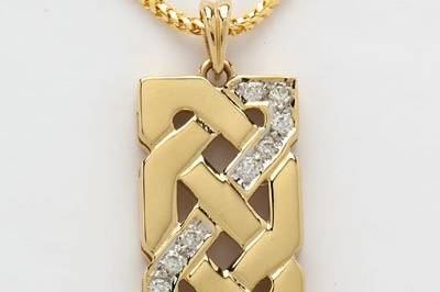 Rectangular Celtic Knot Diamond Set Pendant!