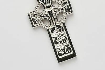 Ogham Celtic High Cross in Sterling Silver.