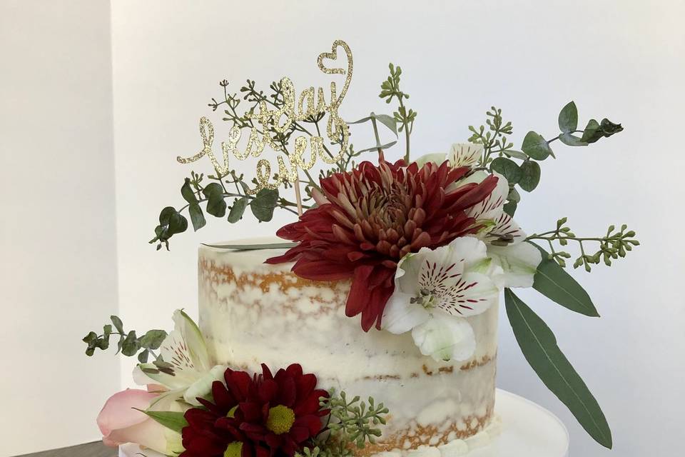 Single Tier Floral Cake
