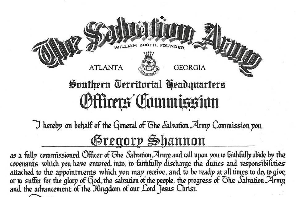 Salvation Army Ordination