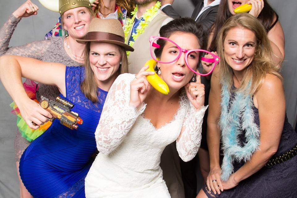 Wedding bride and guests