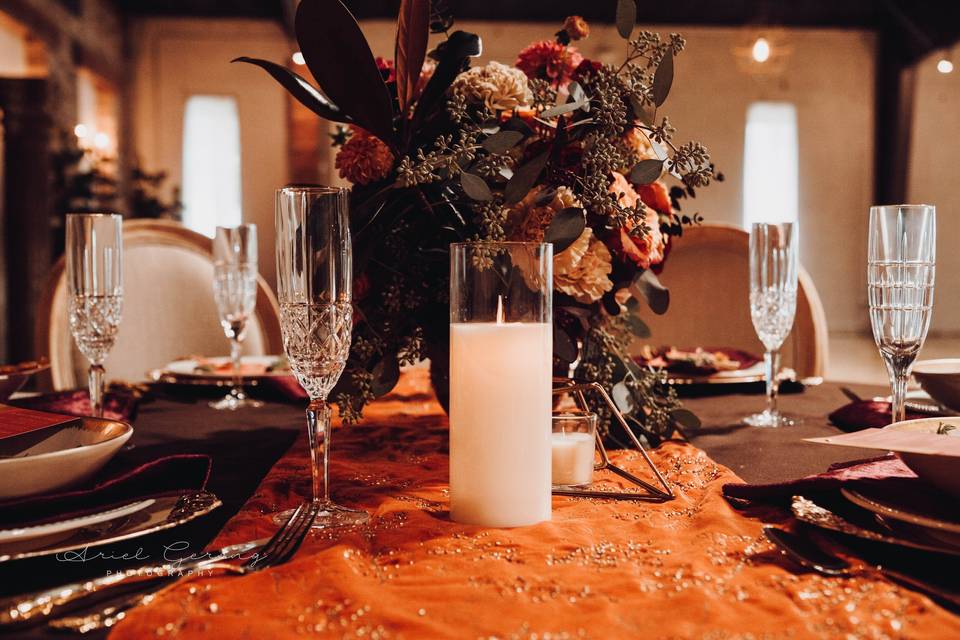 Tablescape for fall wedding