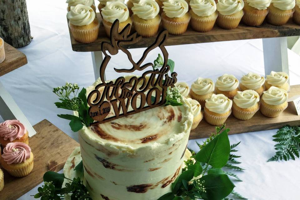 Birch cake and cupcakes