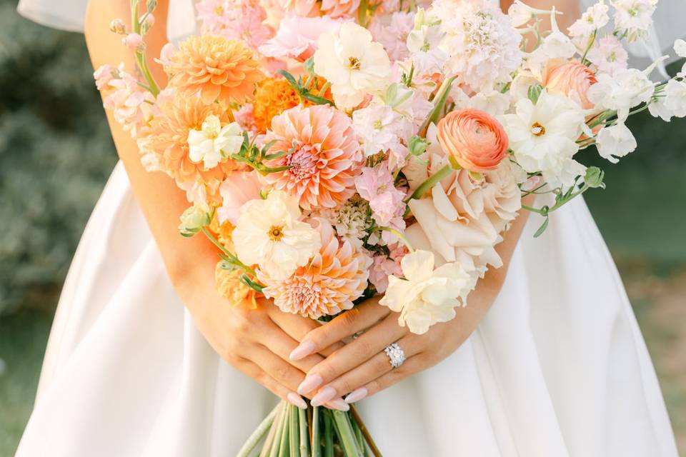 Soft pink and orange bridal