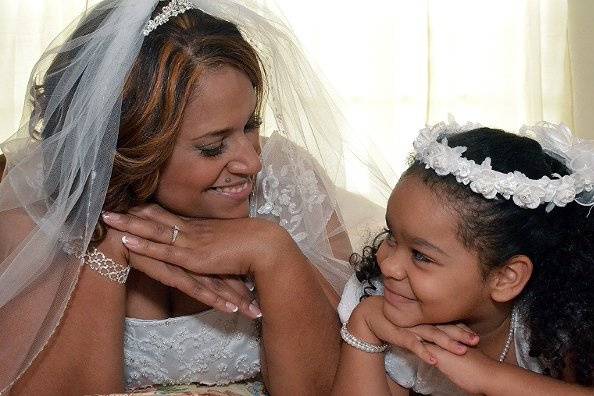 Bride and her flower girl