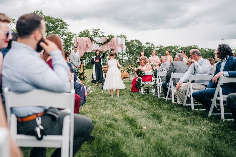 Cheering on the flower girl!