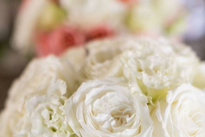 White bride  garden roses bouquet