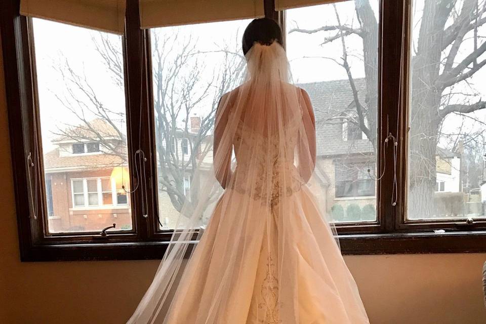 Custom Cathedral Length Veil with Lace Trim