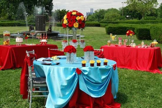 University of Michigan, football themed tablescape and fresh and artificial/silk centerpieces designed by Something Floral.