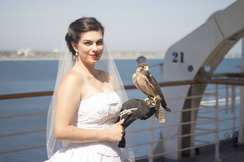 Bride with falcon