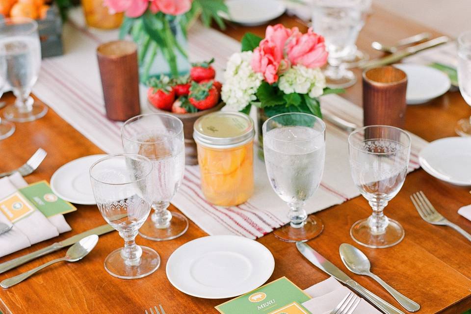 Table setup with drinks