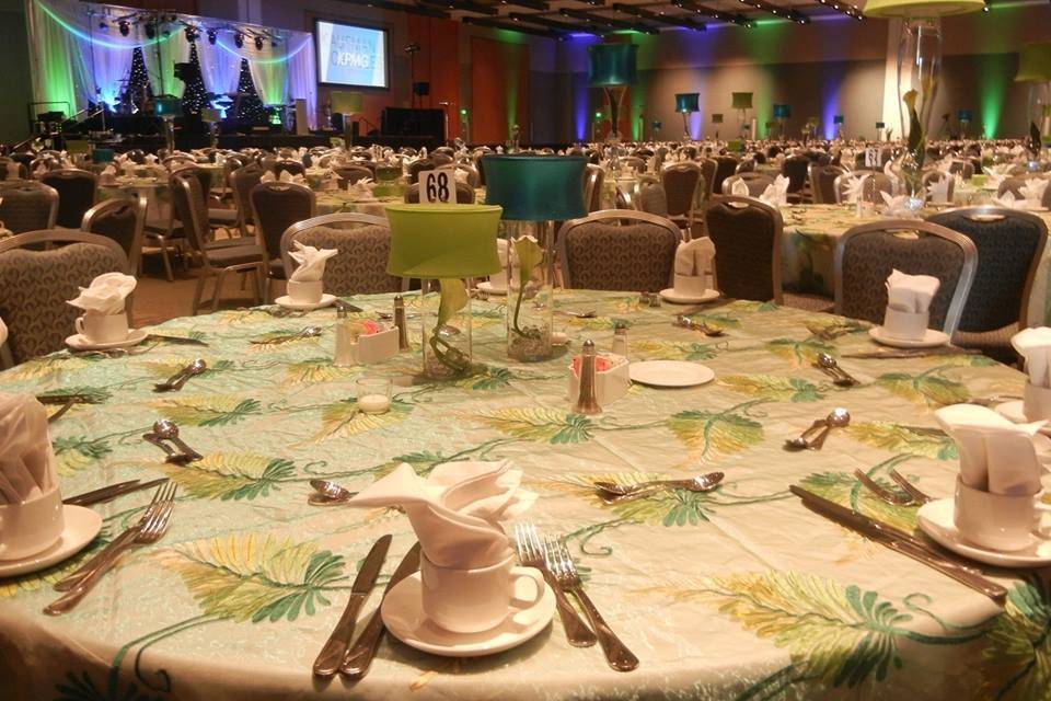 Table setting and green decor