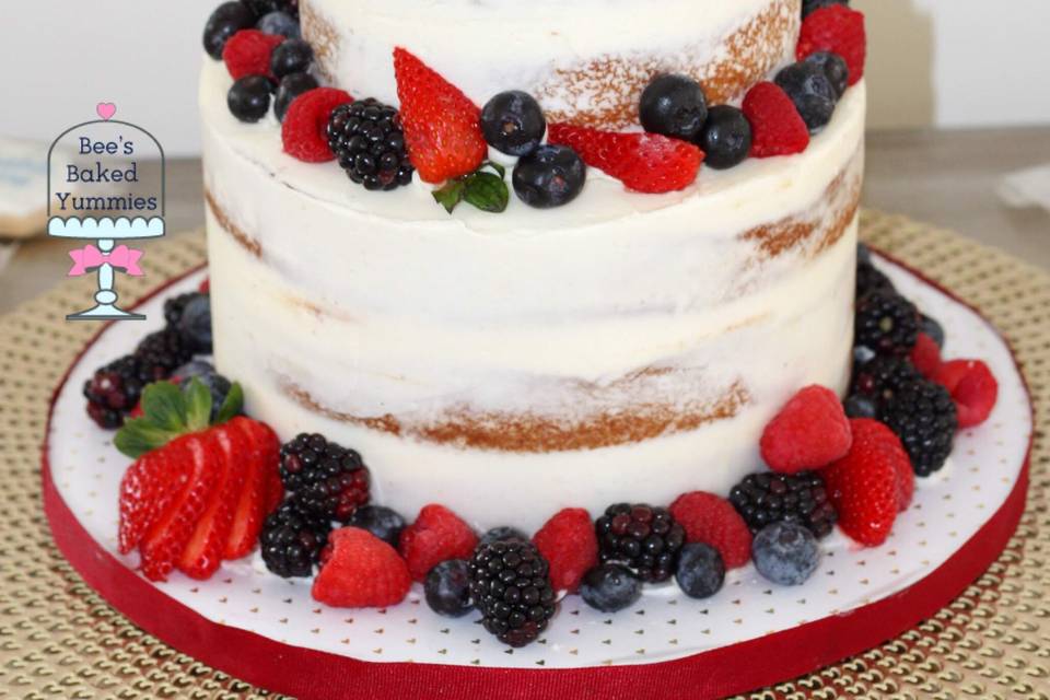 Semi naked Vanilla+Berry Cake