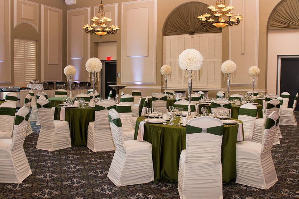 White and green motif wedding