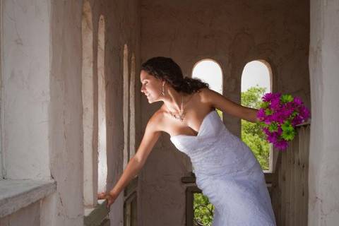 Halei on the stairs at Villa Antonia