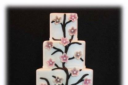 4 tier square Cherry blossom cake