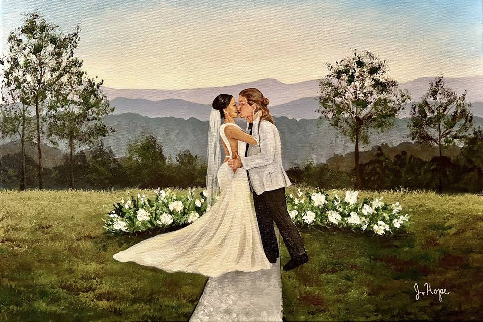 18x24 live wedding painting