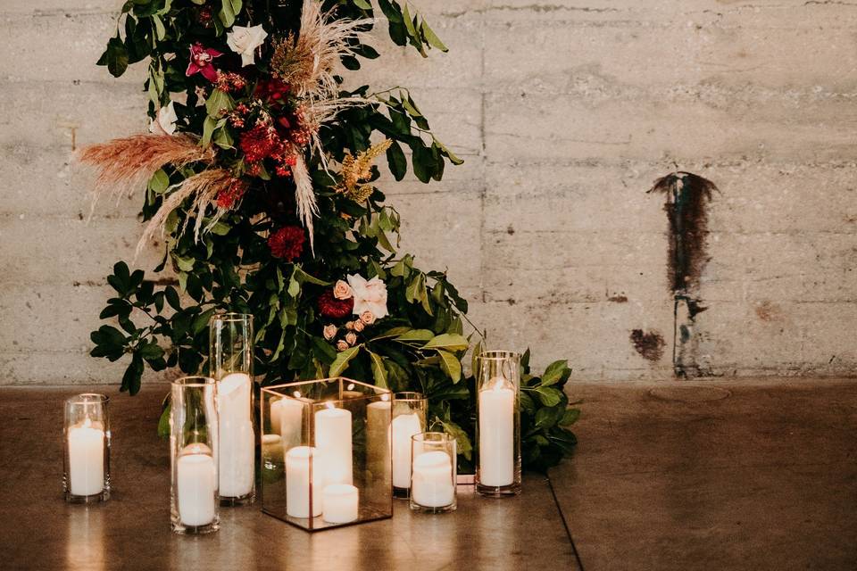 Candles and greenery