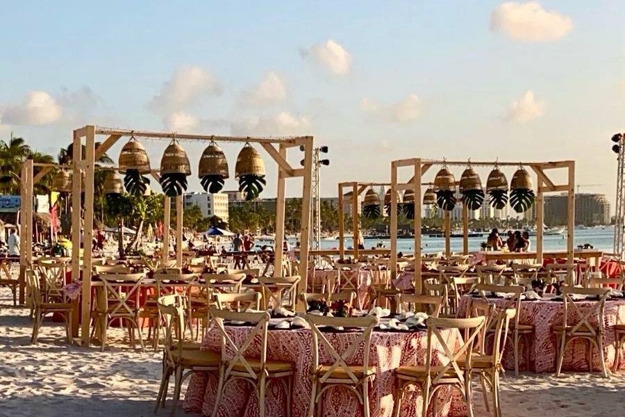 Canopies over dinner tables