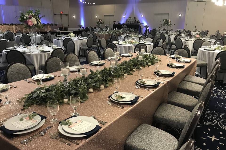 Long table with greenery