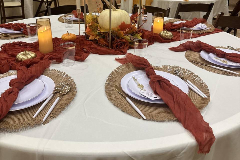 Tablescape for Fall wedding