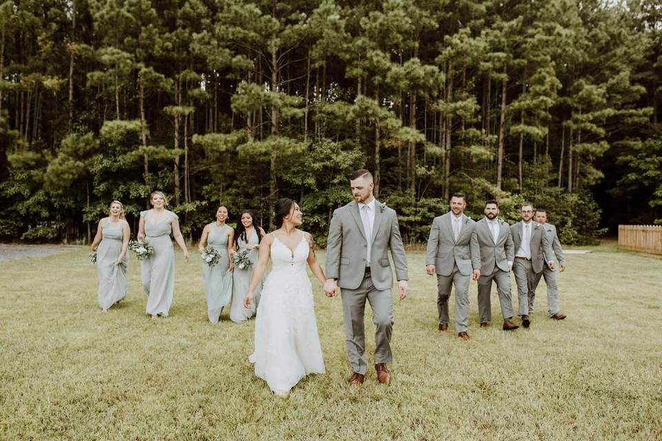 Bridal party on grounds