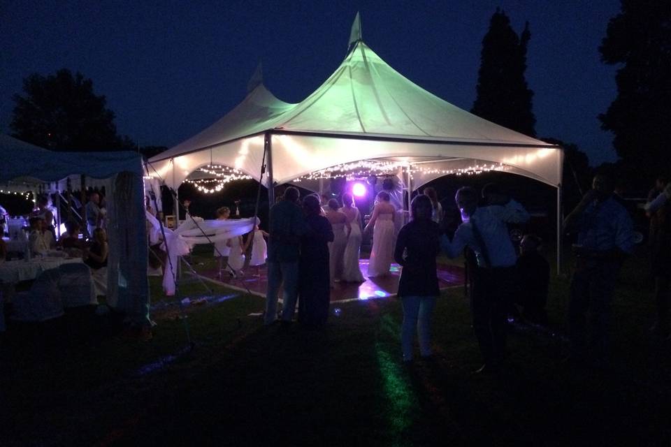 String Lights in Clear Tent