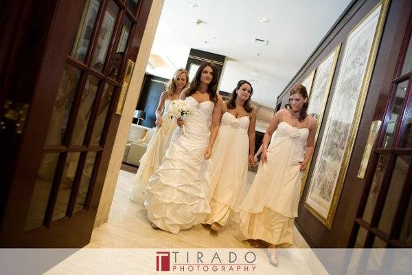 The bride with her bridesmaids