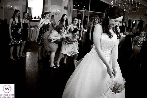 Bride throwing the bouquet