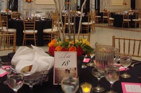 Table setup with centerpiece