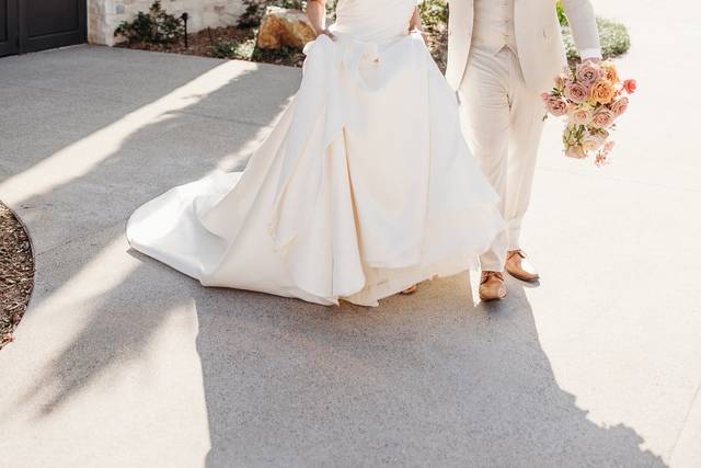 Bride and groom walking