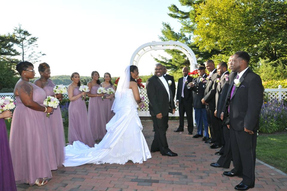 Newlyweds and their attendants