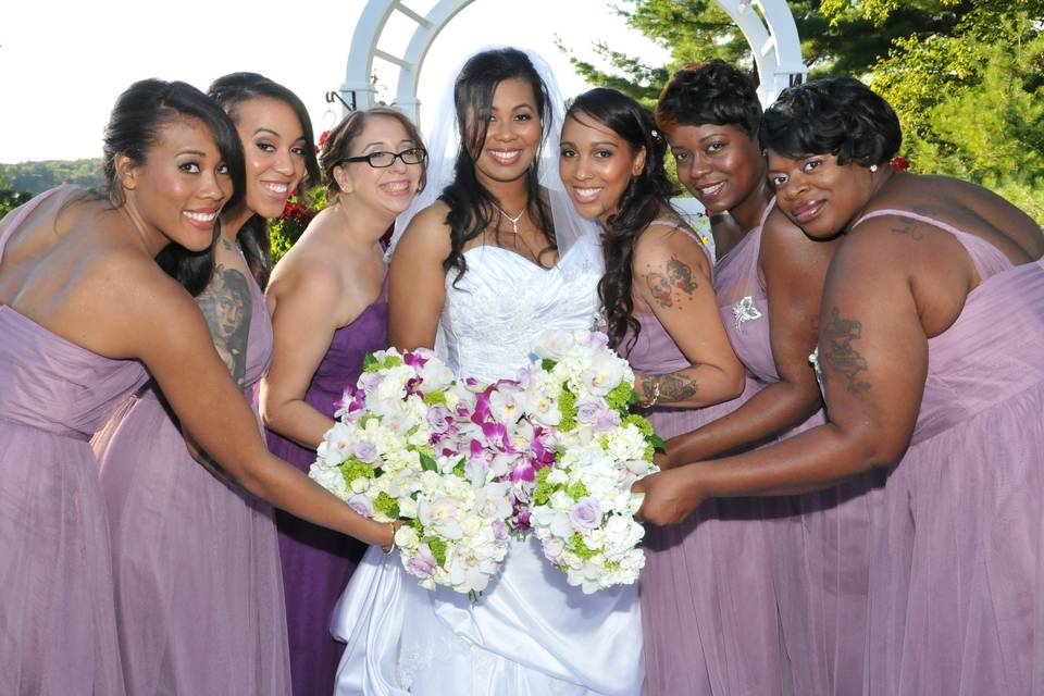 Bride and bridesmaids