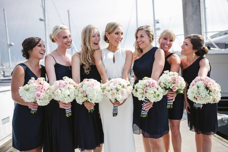 The bride with bridesmaids