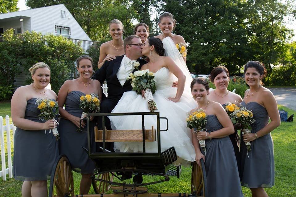 Newlyweds and the bridal party