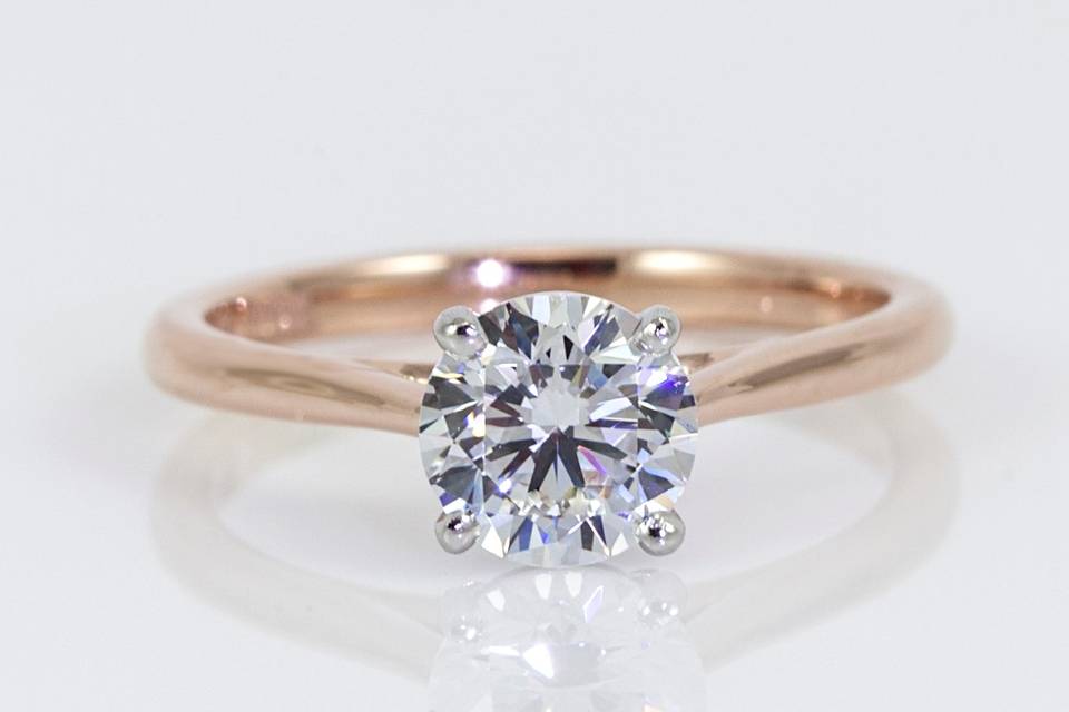 18k rose gold solitaire