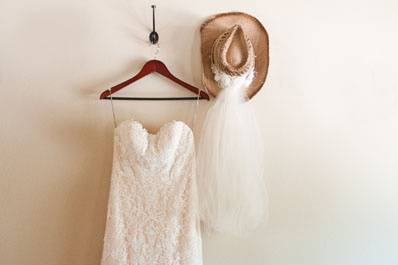 Bridal gown, hat & boots