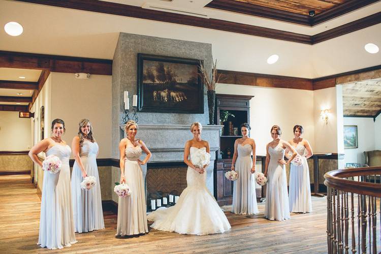 The bride with her bridesmaids