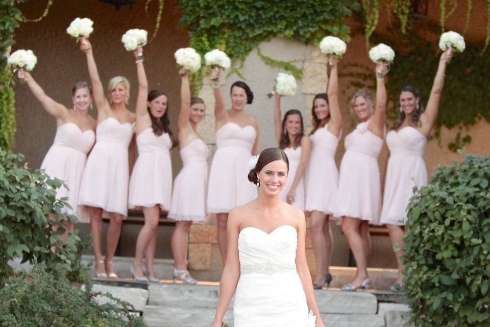 The bride with her bridesmaids