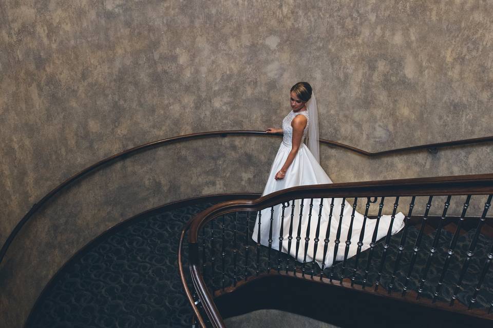 Stunning bride on staircase