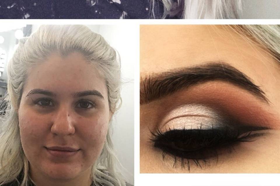 Before and after intense smokey eye look